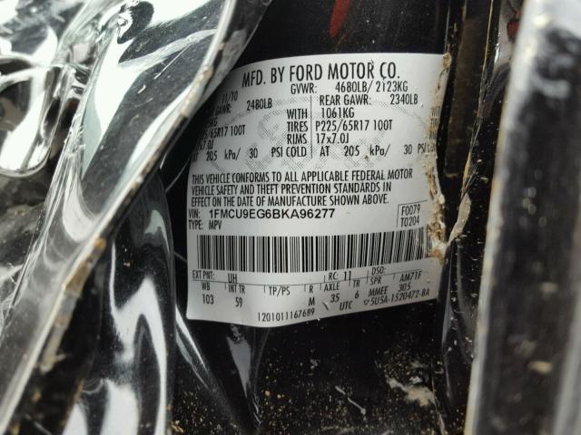 1FMCU9EG6BKA96277 - 2011 FORD ESCAPE LIM BLACK photo 10