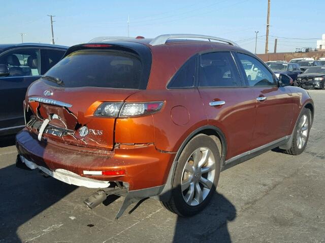 JNRAS08U37X100231 - 2007 INFINITI FX35 ORANGE photo 4