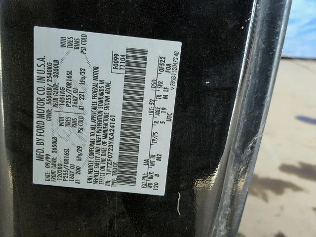 1FTZF0723YKA24161 - 2000 FORD F150 Negro foto 10