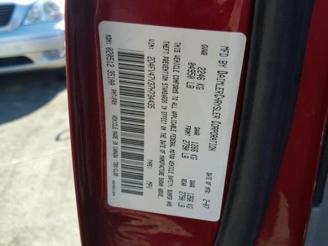 2D4FV47V37H734435 - 2007 DODGE MAGNUM SXT RED photo 10