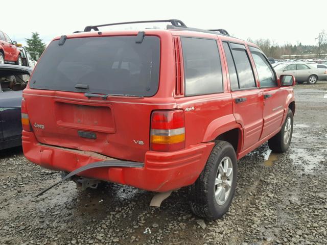 1J4GZ78YXWC101149 - 1998 JEEP GRAND CHER RED photo 4