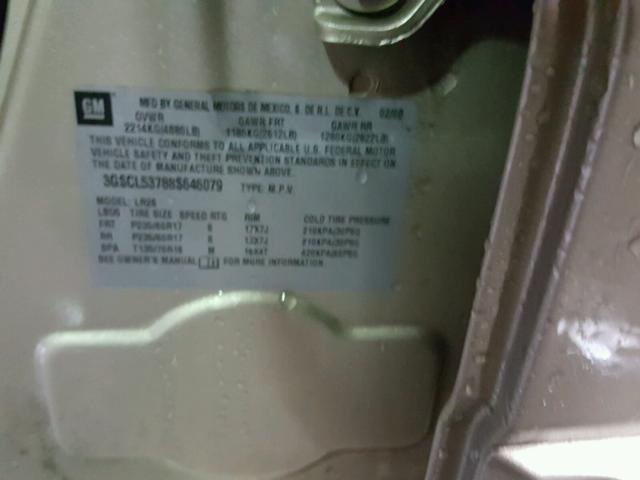 3GSCL53788S646079 - 2008 SATURN VUE XR GOLD photo 10