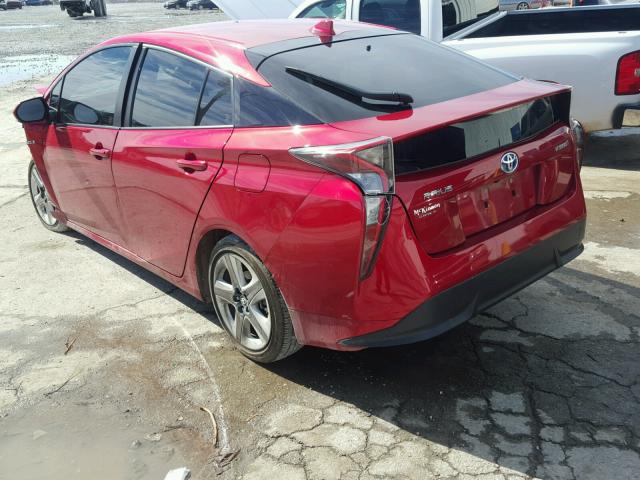 JTDKARFU6H3528530 - 2017 TOYOTA PRIUS RED photo 3