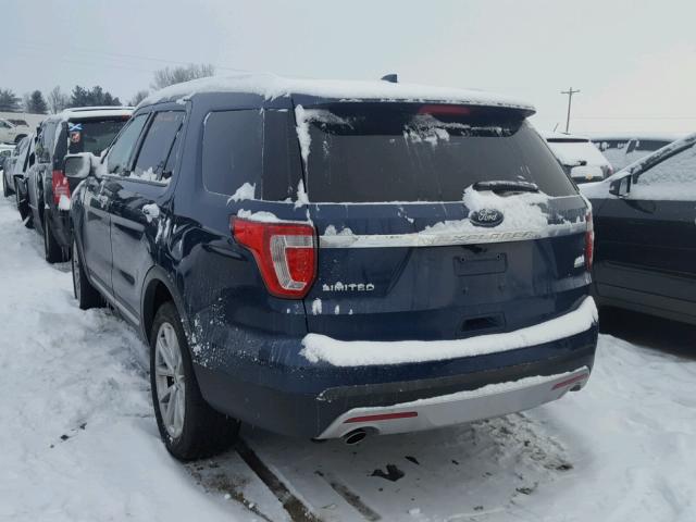 1FM5K8F88GGC91467 - 2016 FORD EXPLORER L BLUE photo 3