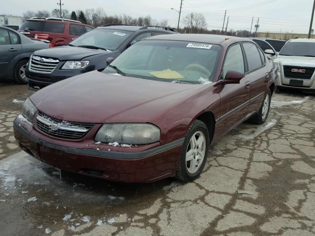 2G1WF55E019106863 - 2001 CHEVROLET IMPALA BURGUNDY photo 2