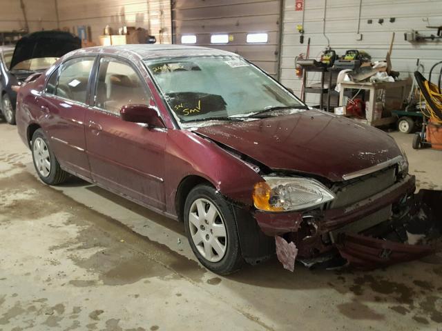 1HGES26792L030570 - 2002 HONDA CIVIC EX ბურგუნდია ფოტო 1