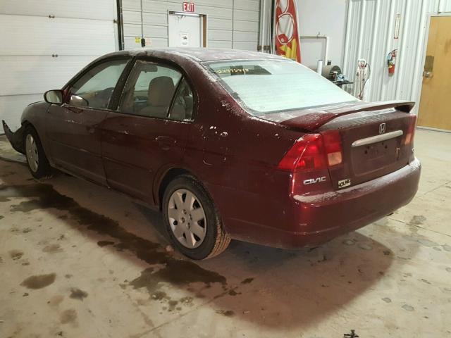 1HGES26792L030570 - 2002 HONDA CIVIC EX ბურგუნდია ფოტო 3