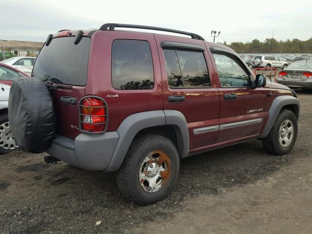 1J4GL48K12W259528 - 2002 JEEP LIBERTY SP BURGUNDY photo 9