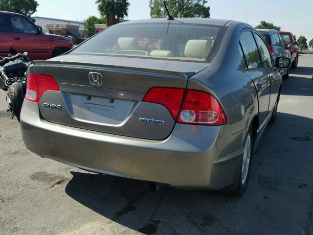 JHMFA36247S000873 - 2007 HONDA CIVIC HYBR GRAY photo 4