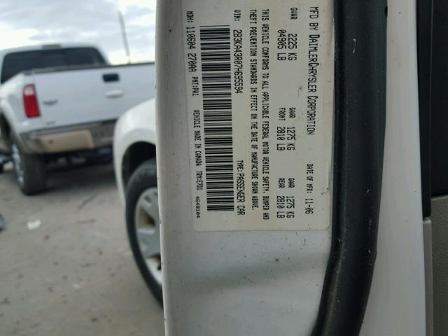 2B3KA43R07H695594 - 2007 DODGE CHARGER SE WHITE photo 10