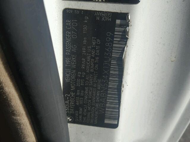 WBABN534X1JU36899 - 2001 BMW 330 CI WHITE photo 10