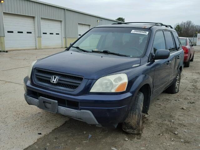 2HKYF18514H566149 - 2004 HONDA PILOT EXL BLUE photo 2