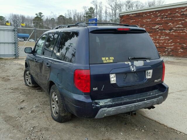 2HKYF18514H566149 - 2004 HONDA PILOT EXL BLUE photo 3