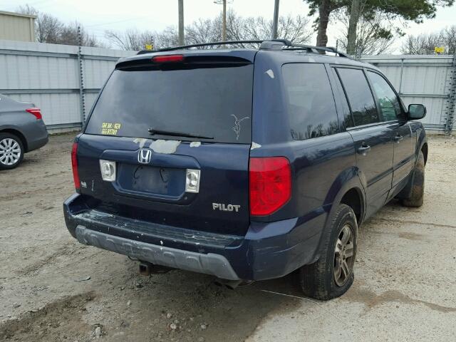 2HKYF18514H566149 - 2004 HONDA PILOT EXL BLUE photo 4