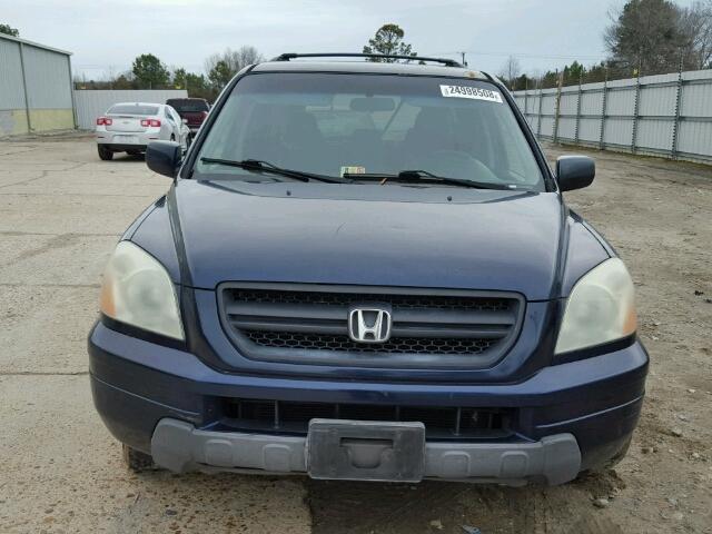 2HKYF18514H566149 - 2004 HONDA PILOT EXL BLUE photo 9