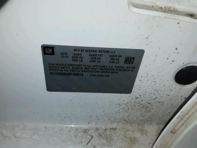 1G11C5SA5DF184314 - 2013 CHEVROLET MALIBU 1LT 白色 照片 10