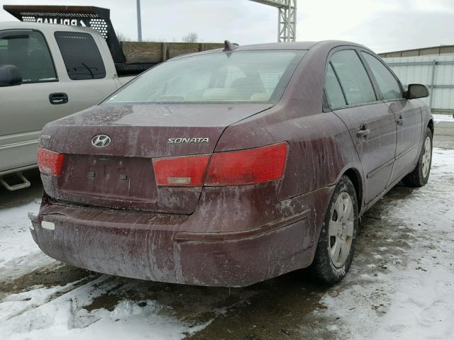 5NPET46C39H445838 - 2009 HYUNDAI SONATA GLS BURGUNDY photo 4