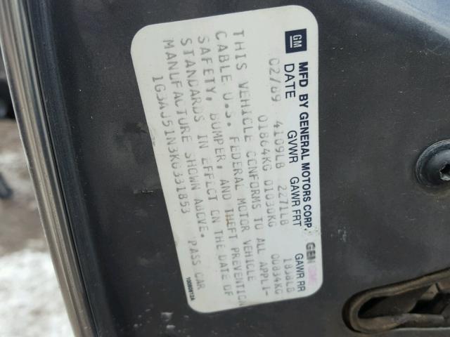 1G3AJ51N3KG331853 - 1989 OLDSMOBILE CUTLASS CI 灰色 照片 10