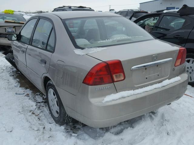 2HGES16581H590150 - 2001 HONDA CIVIC LX TAN photo 3