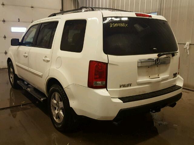 5FNYF48409B012499 - 2009 HONDA PILOT EX WHITE photo 3