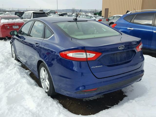 3FA6P0H78DR190049 - 2013 FORD FUSION SE BLUE photo 3