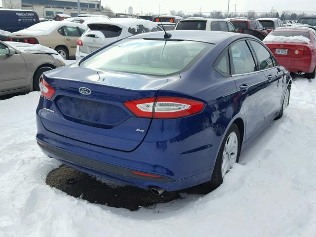 3FA6P0H78DR190049 - 2013 FORD FUSION SE BLUE photo 4