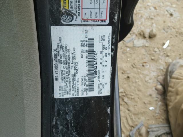 3FAHP0GA5AR320323 - 2010 FORD FUSION S BLACK photo 10