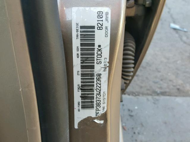 1FAFP38373W222368 - 2003 FORD FOCUS ZTS GOLD photo 10