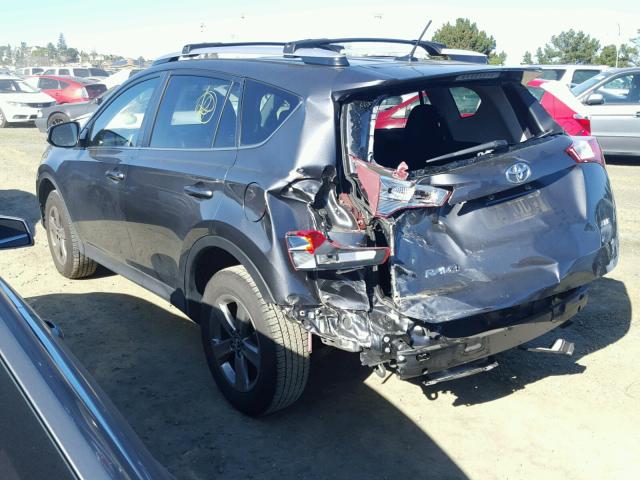 JTMWFREV0FD073789 - 2015 TOYOTA RAV4 XLE GRAY photo 3