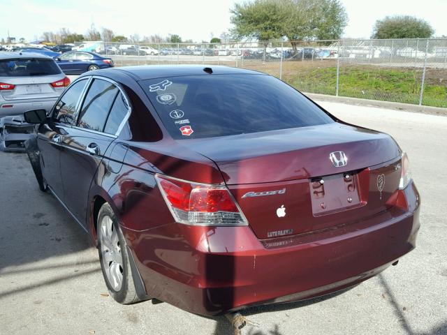 1HGCP36808A079314 - 2008 HONDA ACCORD EXL MAROON photo 3