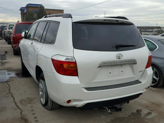 5TDJK3EH3AS039520 - 2010 TOYOTA HIGHLANDER WHITE photo 3