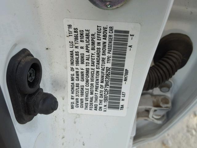 19XFC2F79HE206292 - 2017 HONDA CIVIC EX 白色 照片 10