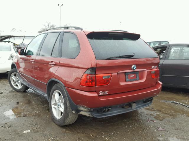 5UXFB33533LH40126 - 2003 BMW X5 4.4I MAROON photo 3