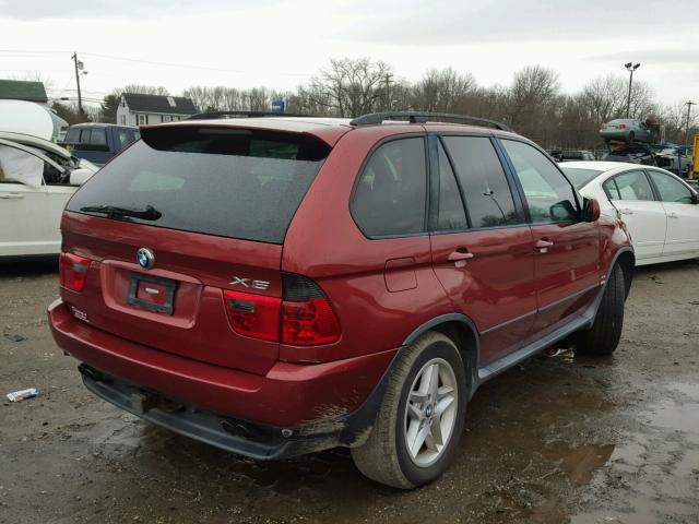 5UXFB33533LH40126 - 2003 BMW X5 4.4I MAROON photo 4