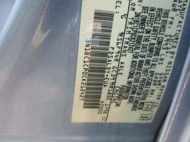 3N1BC1CP0CK212427 - 2012 NISSAN VERSA S BLUE photo 10