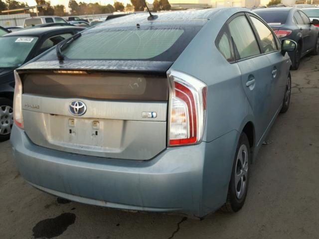 JTDKN3DU8D1629806 - 2013 TOYOTA PRIUS TEAL photo 4