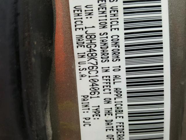 1J8HG48K76C104061 - 2006 JEEP COMMANDER ბეჟი ფოტო 10