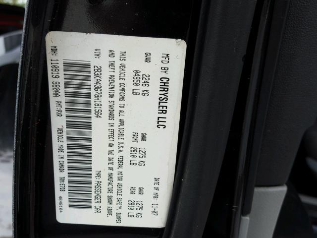 2B3KA43G78H181564 - 2008 DODGE CHARGER BLACK photo 10