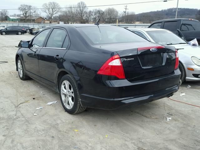 3FAHP0HA2CR173444 - 2012 FORD FUSION SE BLACK photo 3