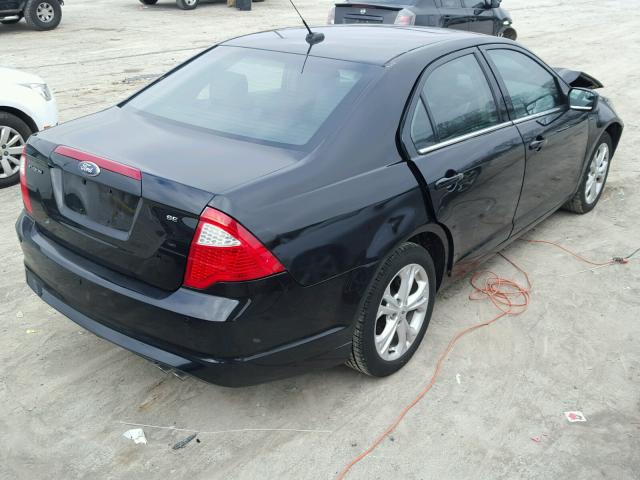 3FAHP0HA2CR173444 - 2012 FORD FUSION SE BLACK photo 4