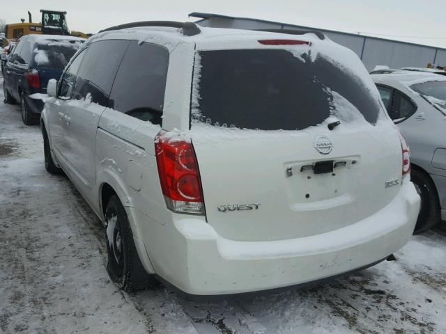 5N1BV28U34N355519 - 2004 NISSAN QUEST S WHITE photo 3