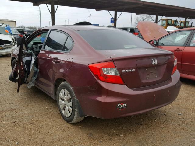 2HGFB2E59CH553512 - 2012 HONDA CIVIC LX RED photo 3