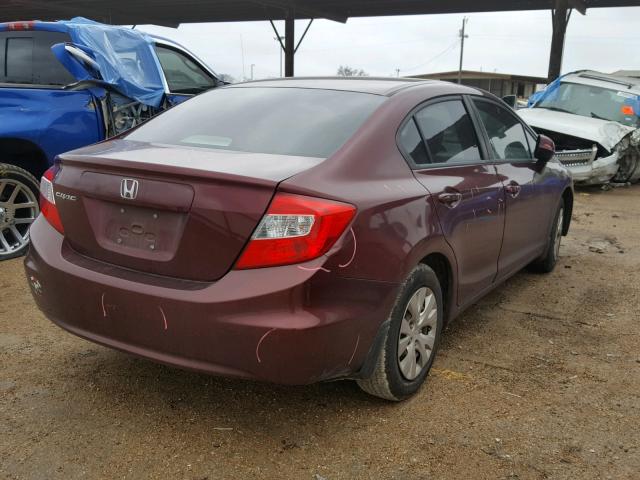 2HGFB2E59CH553512 - 2012 HONDA CIVIC LX RED photo 4