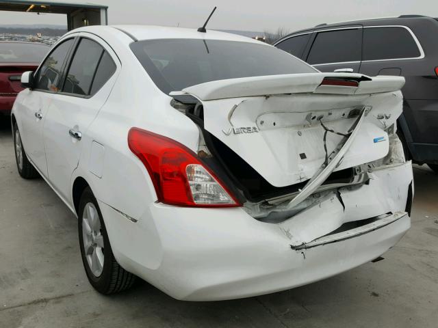 3N1CN7AP0EL800670 - 2014 NISSAN VERSA S WHITE photo 3