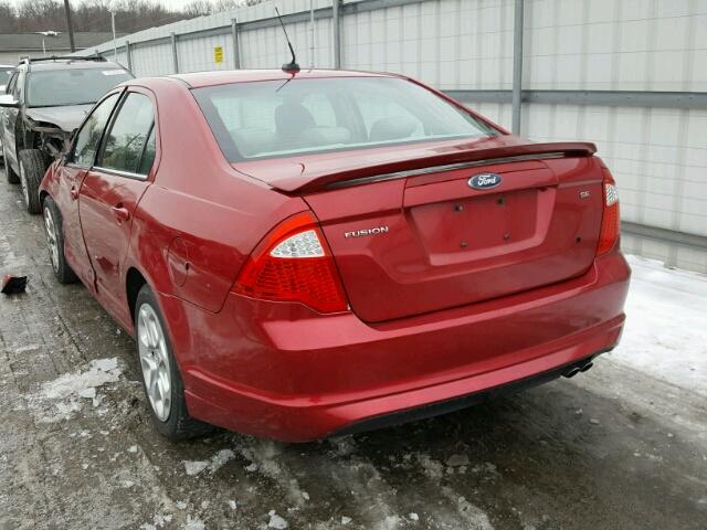 3FAHP0HA2AR341872 - 2010 FORD FUSION SE BURGUNDY photo 3