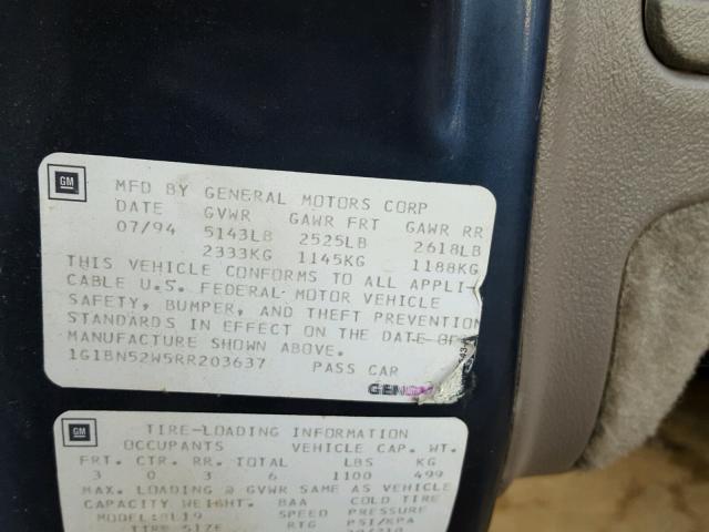 1G1BN52W5RR203637 - 1994 CHEVROLET CAPRICE CL 蓝色 照片 10