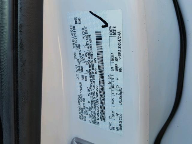 1FMCU0F72EUA05220 - 2014 FORD ESCAPE S WHITE photo 10