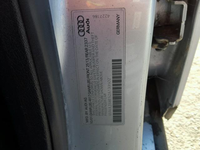 WAULT68E52A133502 - 2002 AUDI A4 3.0 QUA SILVER photo 10