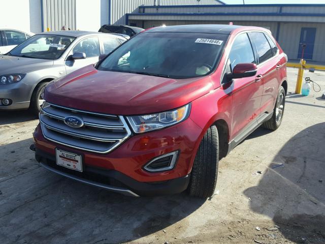 2FMTK3J88FBC24892 - 2015 FORD EDGE SEL MAROON photo 2