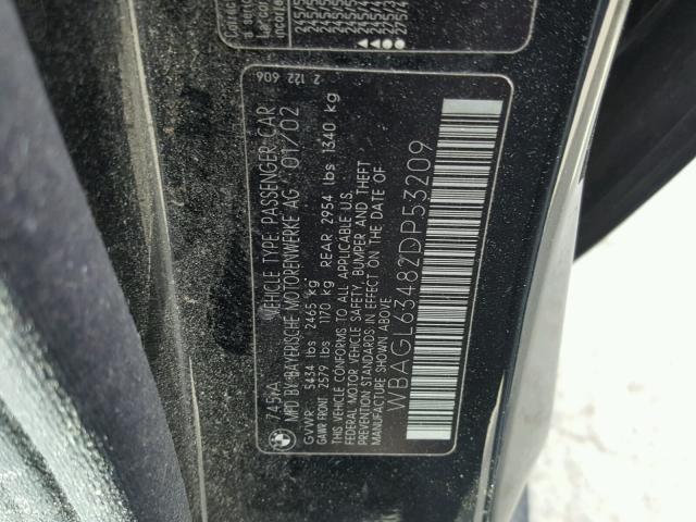 WBAGL63482DP53209 - 2002 BMW 745 I BLACK photo 10